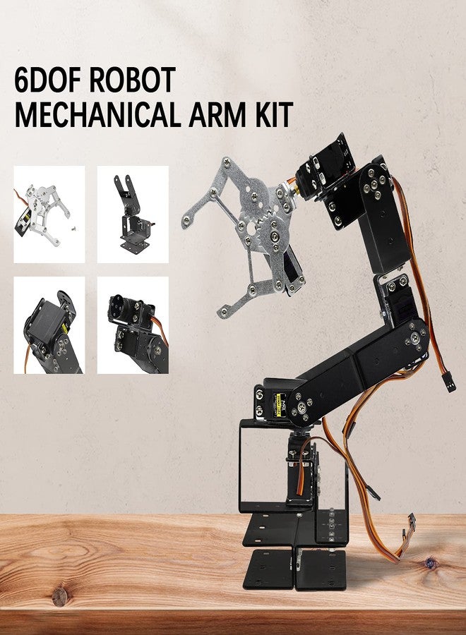 diymore Robotic Arm Kit ROT3U 6DOF Aluminium Mechanical Robotic Clamp Claw Kits for Boys & Girls to Learn Programming/Science/Techology, with MG996R Metal Gear Servo Motor,Ideal - Image 2